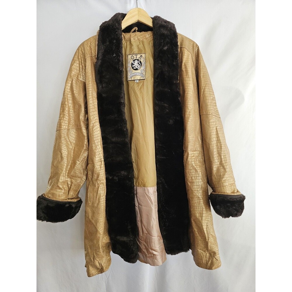 Vintage OTA Outertown Leather Penny Lane Coat Y2K 70s Style Retro Disco Mod Glam - Picture 1 of 4